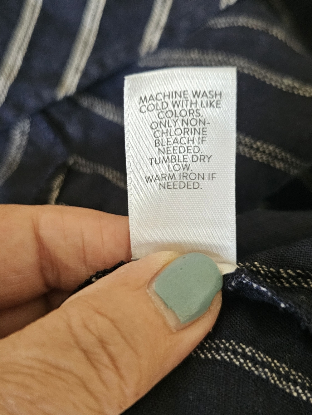 J Jill Love Linen Dress Size S Navy White Stripe Button Front V Neck Loose Fit - Picture 11 of 12